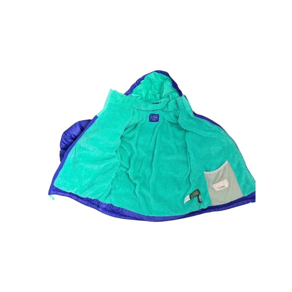 L.L. Bean Kids XL 18 DownTek‎ Hooded Puffer Jacket Fleece Lined Purple 505067